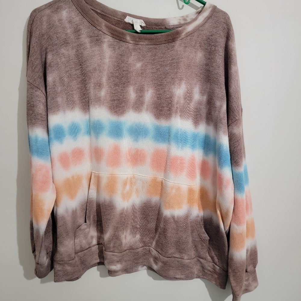 Womens Bucket List tie die crewneck sweatshirt